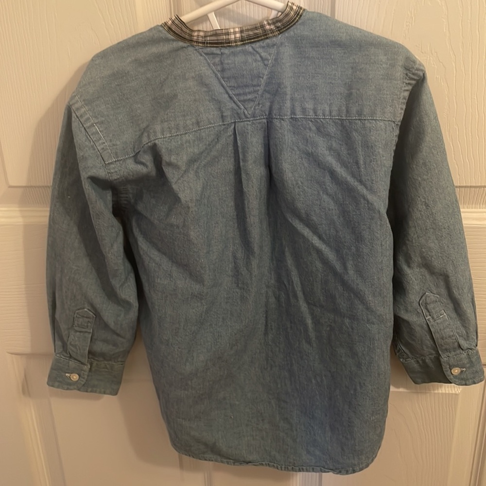 Vintage Tommy Hilfiger collarless blue shirt boys M - Picture 3 of 9
